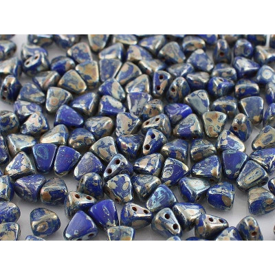 Matubo Nib-Bit Opaque Blue Picasso 33050/43400 | Czech Glass Beads