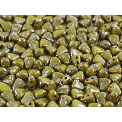 Matubo Nib-Bit Opaque Green Picasso 53410/43400 | Czech Glass Beads