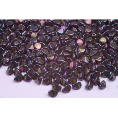 Czech Pinch Beads 5x5mm Jet Red Iris 23980/21495 | Rutkovsky Glass