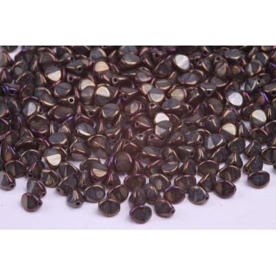 Czech Glass Pinch Beads 5x5mm Black Brown Iris 23980/21415