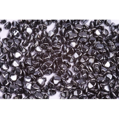 Czech Glass Pinch Beads Jet Hematite 5x5mm 23980/14400 | Rutkovsky