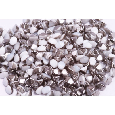 Czech Pinch Beads 5x5mm White Alabaster Chrome 02010/27401