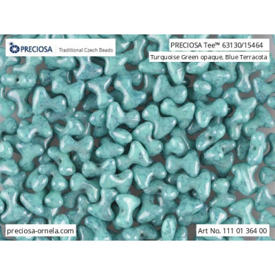 Preciosa Tee Beads 2x8mm Turquoise Blue Terracotta 63130/15464
