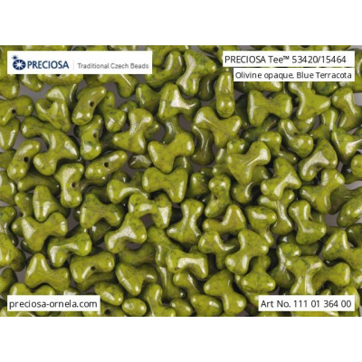 Preciosa Tee Beads 2x8mm Olivine Blue Terracotta 53420 | Glass Beads