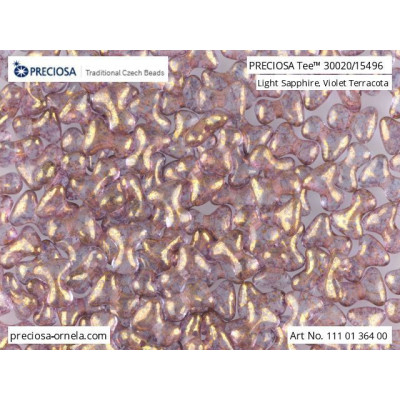 Preciosa Tee Beads 2x8mm Light Sapphire Violet Terracotta 15496
