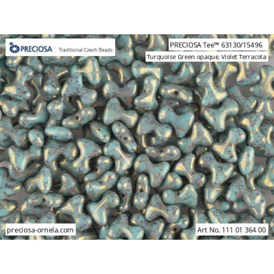 Preciosa Tee Beads 2x8mm Turquoise Terracotta 63130/15496 | Glass