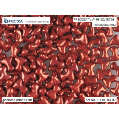 Preciosa Tee Beads 2x8mm Red Opaque Vega 15726 | Czech Glass