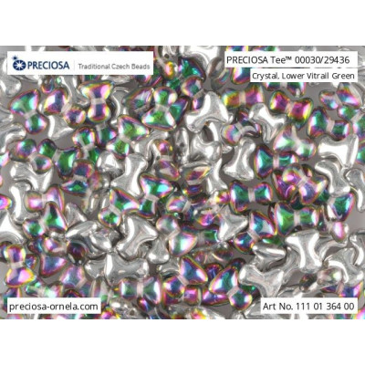 Preciosa Tee Beads 2x8mm Crystal Vitrail Green 29436 | Czech Glass