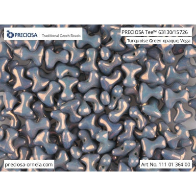 Preciosa Tee Beads 2x8mm Turquoise Green Vega 15726 | Glass
