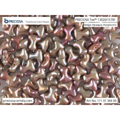 2x8mm Preciosa Tee Beads Beige Purple Iris 15781 | Czech Glass
