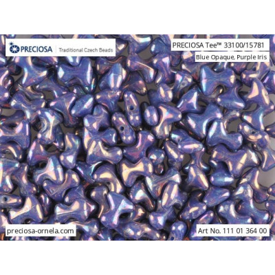 Preciosa Tee Beads 2x8mm Blue Opaque Purple Iris 33100/15781