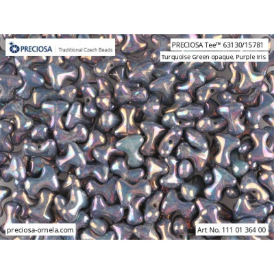 Czech Tee Beads 2x8mm Turquoise Purple Iris 63130/15781 | Preciosa