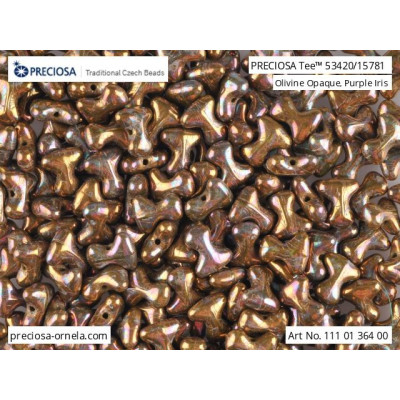 Preciosa Tee Beads 2x8mm Olivine Purple Iris 53420/15781