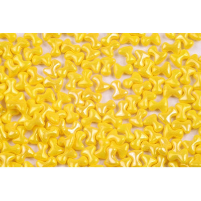 Preciosa Tee Beads 2x8mm Yellow Opaque Brown Iris 83120/21415