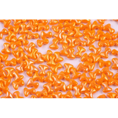 Preciosa Tee Beads 2x8mm Orange Opaque Brown Iris 93120/21415