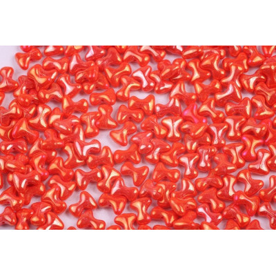 Preciosa Tee Beads 2x8mm Red Opaque Brown Iris 93180/21415 | 30pcs