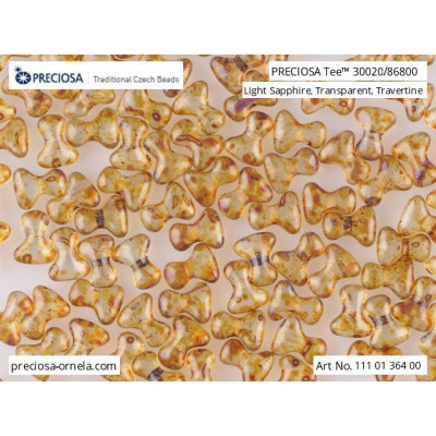 Preciosa Tee Beads 2x8mm Light Sapphire Travertin 30020/86800