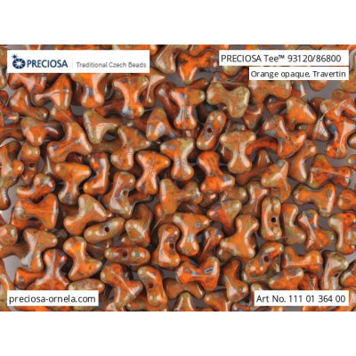 Preciosa Tee Beads 2x8mm Orange Travertine 93120/86800 | Glass Beads