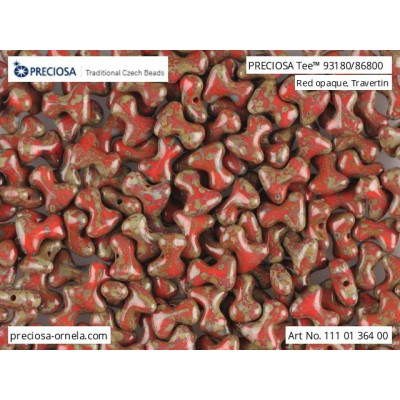 Czech Tee Beads 2x8mm Red Opaque Travertin 86800 | Preciosa
