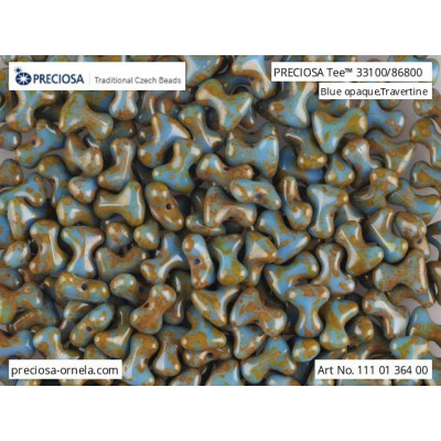 Preciosa Tee Beads 2x8mm Blue Opaque Travertin 33100/86800