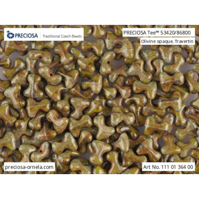 Preciosa Tee Beads Olivine Travertin 53420/86800 | 2x8mm Glass Beads