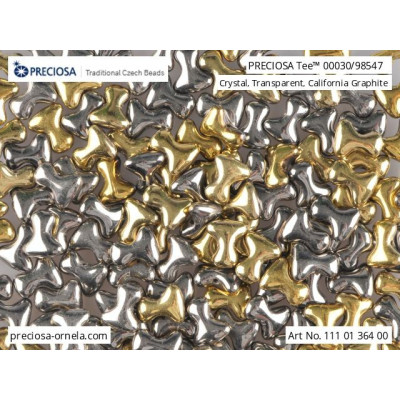 Preciosa Tee Beads 2x8mm Crystal California Graphite 98547