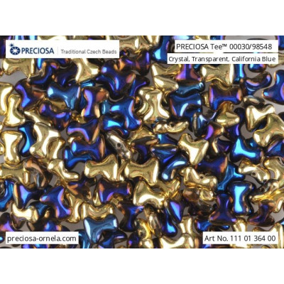 Preciosa Tee Beads 2x8mm Crystal California Blue 00030/98548
