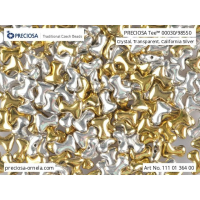 Czech Preciosa Tee Beads 2x8mm California Silver 98550 | Glass Beads