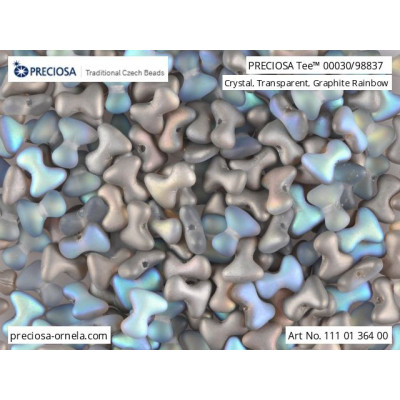 Preciosa Tee Beads 2x8mm Crystal Graphite Rainbow 98837 | Czech Glass