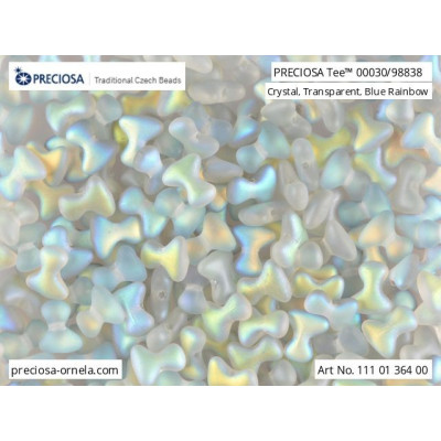 Preciosa Tee Beads 2x8mm Crystal Blue Rainbow 00030/98838 | Glass