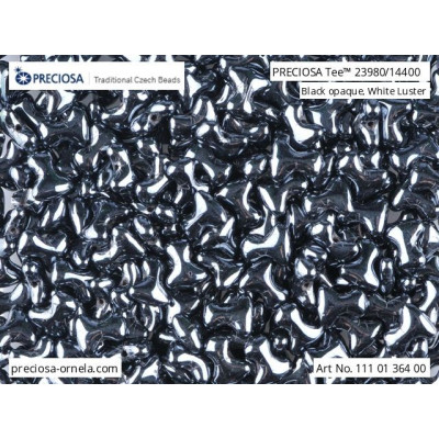 Preciosa Tee Beads 2x8mm Black White Luster 23980/14400