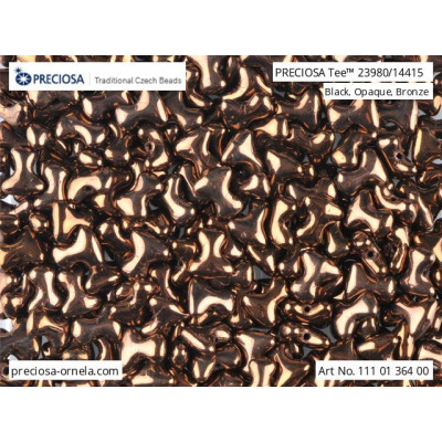 Preciosa Tee Beads 2x8mm Black Opaque Bronze 23980/14415 | Glass Beads