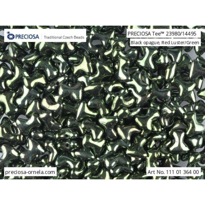Preciosa Tee Beads 2x8mm Black Green Luster 23980/14495
