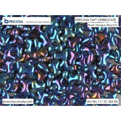 Preciosa Tee Beads 2x8mm Black Opaque Blue Iris 23980 | Czech Glass