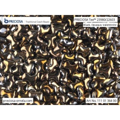 Preciosa Tee Beads 2x8mm Black Valentinite 22603 | Czech Glass