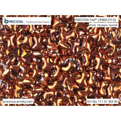 Preciosa Tee Beads 2x8mm Black Opaque Sunset 23980/27133 | Glass