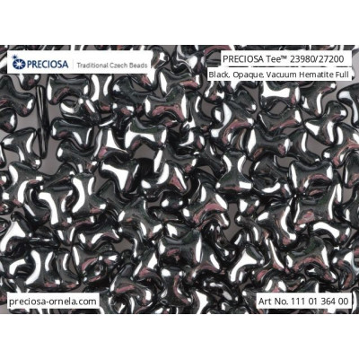 Preciosa Tee Beads 2x8mm Hematite Black 23980/27200 | Czech Glass