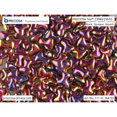 Preciosa Tee Beads 2x8mm Black Opaque Sliperit 23980/29503