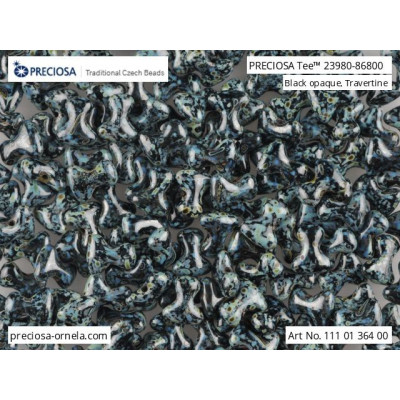 Preciosa Tee™ Beads 2x8mm Black Opaque Travertine 86800 | Czech Glass