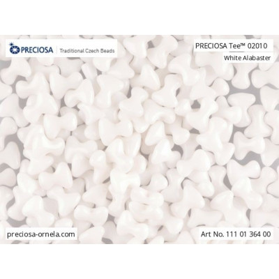 Preciosa Tee Beads 2x8mm White Alabaster 02010 | Czech Glass