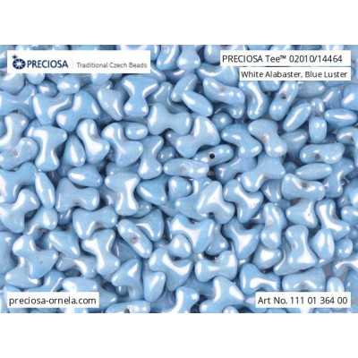 Preciosa Tee Beads 2x8mm White Alabaster Blue Luster 02010/14464