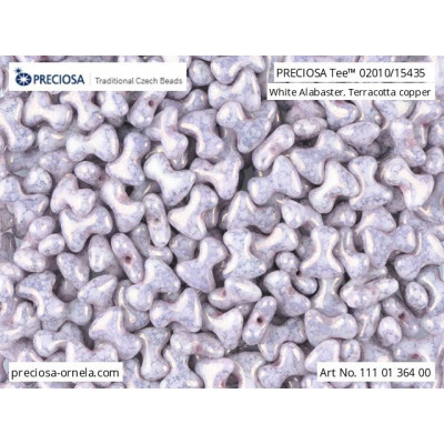 Preciosa Tee Beads 2x8mm White Terracotta Copper 02010/15435