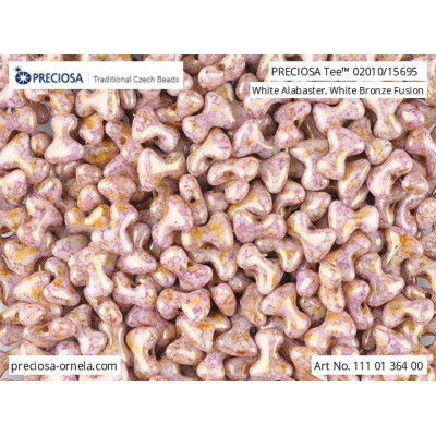 Preciosa Tee Beads 2x8mm White Bronze Fusion 02010/15695