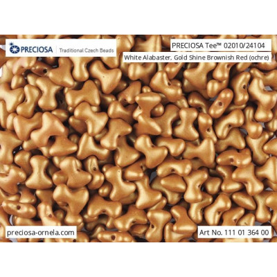 Preciosa Tee Beads 2x8mm Gold Shine Ochre 02010/24104 | Czech Glass