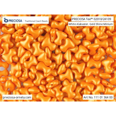 Preciosa Tee Beads 2x8mm Orange Gold Shine 02010/24109 | Glass Beads