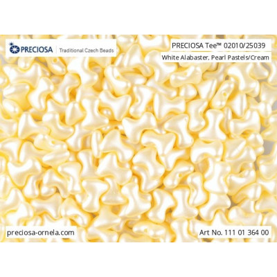 Preciosa Tee Beads 2x8mm White Pearl Cream 02010/25039 | Glass
