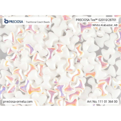 Preciosa Tee Beads White Alabaster AB 02010/28701 | 2x8mm Glass