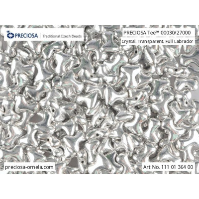 Preciosa Tee Beads 2x8mm Crystal Full Labrador 27000 | Silver
