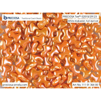 Preciosa Tee Beads 2x8mm White Alabaster Full Apricot 29123