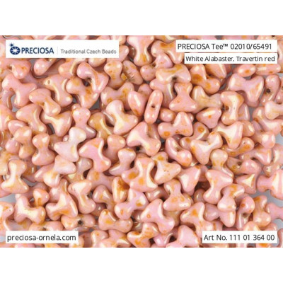 Preciosa Tee Beads 2x8mm White Alabaster Travertine Red 65491